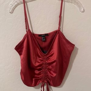 Forever 21 Satin Rutched Crop Tank Top